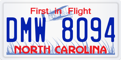 NC license plate DMW8094