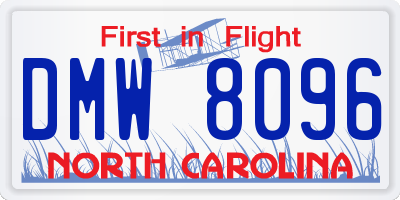 NC license plate DMW8096