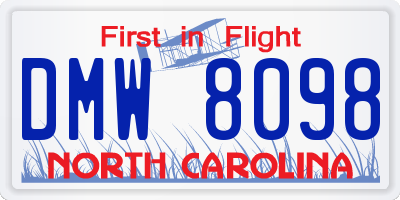 NC license plate DMW8098