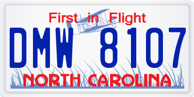 NC license plate DMW8107