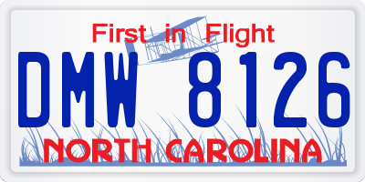 NC license plate DMW8126