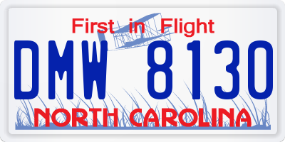 NC license plate DMW8130