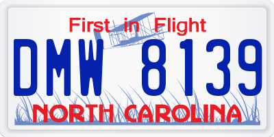 NC license plate DMW8139