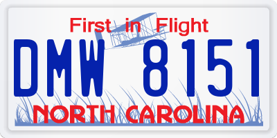 NC license plate DMW8151