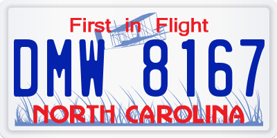 NC license plate DMW8167