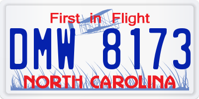 NC license plate DMW8173
