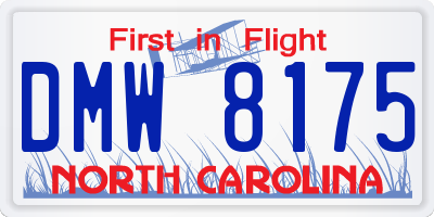 NC license plate DMW8175