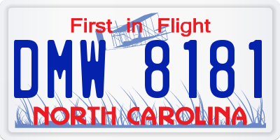 NC license plate DMW8181