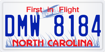 NC license plate DMW8184