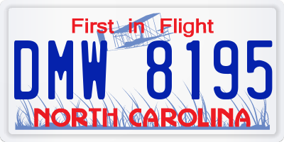 NC license plate DMW8195