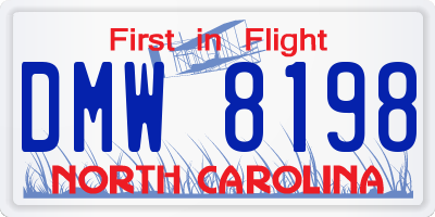 NC license plate DMW8198