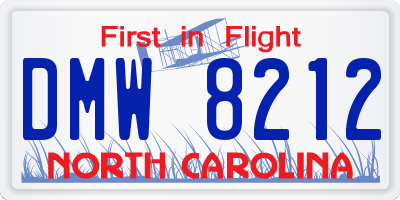 NC license plate DMW8212