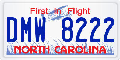 NC license plate DMW8222