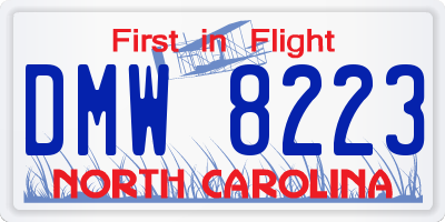 NC license plate DMW8223