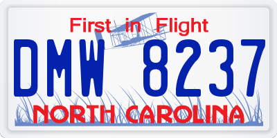 NC license plate DMW8237