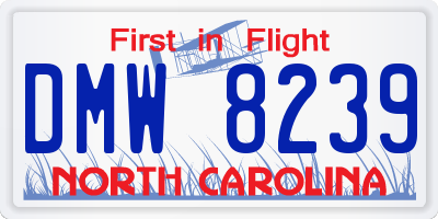 NC license plate DMW8239