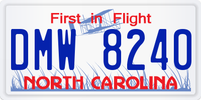 NC license plate DMW8240