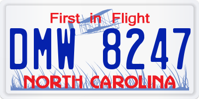 NC license plate DMW8247