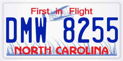 NC license plate DMW8255