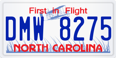 NC license plate DMW8275