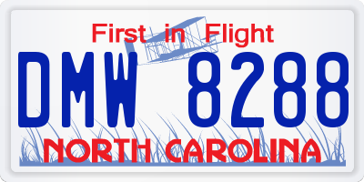 NC license plate DMW8288