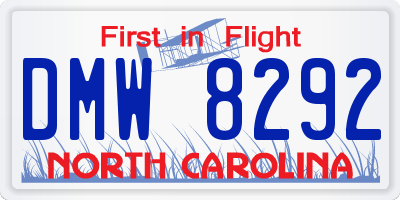 NC license plate DMW8292