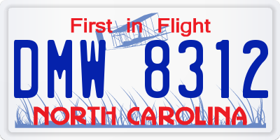 NC license plate DMW8312