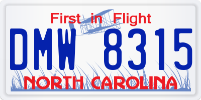 NC license plate DMW8315