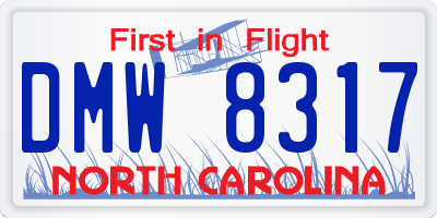 NC license plate DMW8317