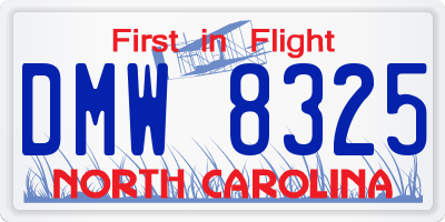 NC license plate DMW8325