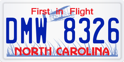 NC license plate DMW8326