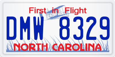 NC license plate DMW8329