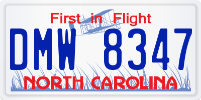 NC license plate DMW8347