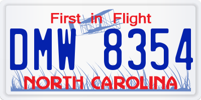 NC license plate DMW8354