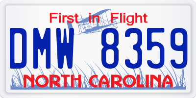 NC license plate DMW8359