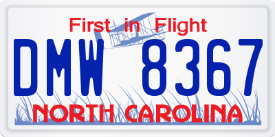 NC license plate DMW8367