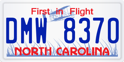 NC license plate DMW8370