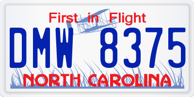 NC license plate DMW8375