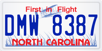 NC license plate DMW8387