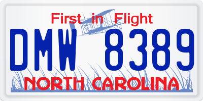 NC license plate DMW8389