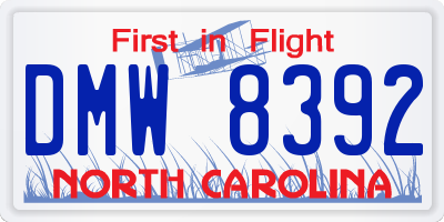 NC license plate DMW8392