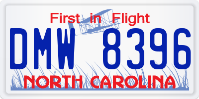NC license plate DMW8396