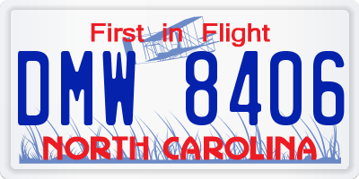 NC license plate DMW8406