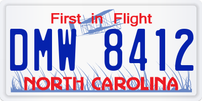 NC license plate DMW8412