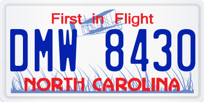 NC license plate DMW8430