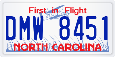 NC license plate DMW8451