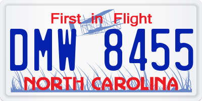 NC license plate DMW8455