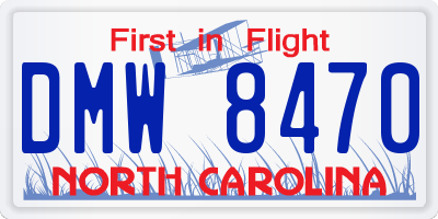 NC license plate DMW8470