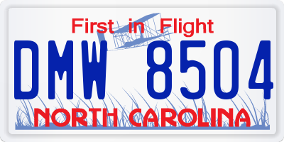 NC license plate DMW8504