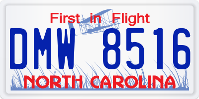 NC license plate DMW8516